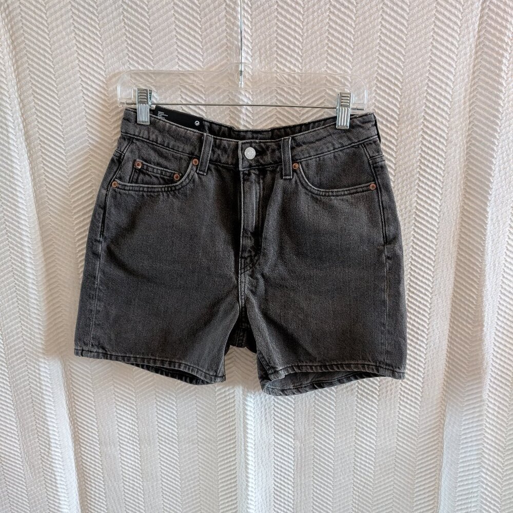 Weekday EYA Denim Shorts High Rise Black Organic Cotton Size 6 Scandi NWT Casual